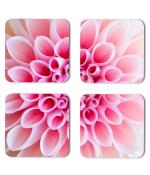 Whats Your Kick Flowers Beautiful Pink Flower Design Printed Set of 4 Coaster With Metal Stand