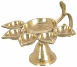 NAVYAKSH Brass Panch Diya For Puja Small Size Panch Aarti Lamp Pancharti Diya