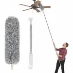 MOBONE Microfiber Cleaning Duster Brush with Extendable Rod for Home and Office, Fan Cleaner Duster, Ceiling Cleaning Brush (Grey)