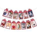 Festiko New Born-Twelve Months Photo Banner Red (1 Set of Photo Banner & Ribbon), First Birthday Photo Banner For Kids, Monthly Milestone Photograph Bunting Garland