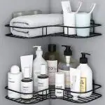 DIYANK ENTERPRISE ( Pack of 2 Self-Adhesive Shelf/Storage Organizer for Bathroom and Kitchen Corner Wall Mounted Rack Shelf Bathroom Accessories Storage Rack (No Drilling-Shelf Adhesive) (Black)