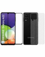 GADGETRONICS Samsung A22 , F22 Black Carbon Fiber Scratch Resistant Screen Protector and Skin Sticker