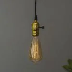 Homesake Edison Filaments Bulb Holder Hanging E27 (Brass Finish), With Switch, Retro Industrial