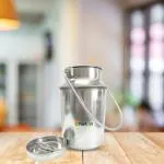 Chefkit Stainless Steel Milk Can/Bharni/Milk Pot/Oil Can | Joinltess,Akhand | Milk Storage Canister| Ghee Can With Lid (1 Liter)