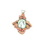 RAJASTHAN GEMS Old Pendant 925 Sterling Silver Natural Blue & Orange Gem Stones - 4