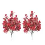 Saf 7 Head'S Dark Red Artificial Flowers For Home Decoration (14 Inch, Pack Of 2, Flower Bunch)
