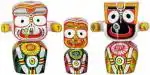 Real Craft Multicolor Wood Lord Jagannath, Balaram And Subhadra Idol