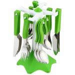 Pramukh KB Sells Purple Plastic Cutlery Set with Stand - 24 Pcs