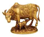 Idol Collections Brown Brass Cow And Calf Nandi Idol l GOD IDOLS