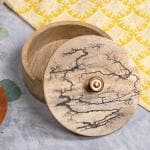 PHIRKCRAFT Perfect Mango Wooden Chapati Box | Roti Casserole for Kitchen | Round Hot Pot, Roti Dabba with Lid Pack of 1