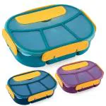 FINE ART Bento Lunch Box For School-4 Compartment Leak-Proof Bpa Free Lunch Box With Spoon, Tiffin Box For School, Lunch Box For Kids, Lunch Box For School & Office (Random Color)