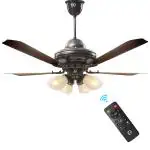 eFF4 Atom 1200 mm 4 Blade 4 Star power Saving Ceiling fan with BLDC Motor | Remote control | Decorative Fan with Lights | High Air Flow | Darkwood