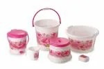 Regalo Bathroom Accessories Set Plastic Bath Set Bathroom Bucket, Mug, Stool, Tub, Dustbin 6 Piece Combo Set for Home, Kitchen & Bathroom 6 pcs