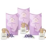 Aromahpure Premium Car Perfume Hanging Pod |10 ML |Lavender Fragrance Car Air Freshener |Natural Essential Fragrance Oils in Glass Bottle with Wooden Diffuser Lid |Long Lasting upto 60 days (Pack 3)