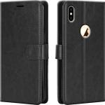 Tingtong Flip Cover Back Case for Apple iPhone Xs Max | Leather Finish | Inbuilt Stand & Pockets | Wallet Style Flip Back Case Cover for Apple iPhone Xs Max (Black)