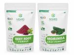 NISARG ORGANIC FARM Combo of Beet Root and Moringa Leaf Powder I No Chemicals or Preservatives I Good for Skin, Hair, Health, and Weight Loss I Natural, Organic Traditional Method Made - 1kg x 2 Pack