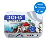 Doms Non-Toxic Poster Colour Set with Dual Paint Brush in Tin Box, Pack of 4