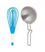 First Front Aluminium Tadka Pan With Solid Plastic Whisk , Egg Beater and (Multicolour, Pack of 2)