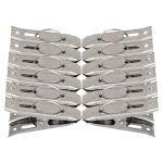 Fashion Bizz 12 Cloth Peg/ Clip/Drying Pins for Hanger/Rods/Ropes Stainless Steel ( Pack of 12)