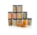 Netrowel 1100 Ml Square Plastic Storage Jar And Container | Air Tight Containers For Kitchen Storage Set | Pantry Organization Storage Box Food Rice Pasta Pulses Container | Container Sets (06)