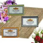 Herbal Khadi Natural Handmade Chandan Haldi Soap, Charcoal Soap and Tea Tree Herbal Soaps for your Face, skin and Hair uses with all Goodness of Natural Herbs for Men and Women (Pack of 3)