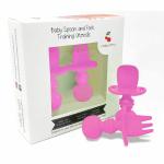 A Baby Cherry Pink Baby Self Feeding Spoon And Fork Training Utensil Set
