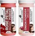 Park Daniel Pure And Natural Rose Petal Powder And Onion Powder, 100 G Each (Combo Of 2) |Hair Care|Dandruff Control hair Powder|Healthy Strong Hair Mask