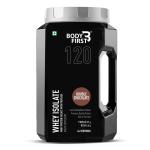 Body First Whey Isolate, Whey Protein Isolate With Protease With Protein 27 G And Bcaa 6.6 G, Double Chocolate, 64 Servings