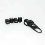 Careflection Metal Black Premium Car Tyre Valve Cap with Keychain Compatible for All Citroen Cars