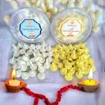 SHUBHKARMA Special Ghee Diya Batti COMBO(Scented Diya+ Cow Ghee Diya ) Pack of 100pcs(2 boxes of 50pcs), 25-30min Burning Time, Ghee Wicks/Puja Batti for your Home, Office and Shop. BEST IN THIS SEGMENT