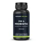 Nutrabay Wellness Pre & Probiotic Digestive Support - 25 Billion CFUs, 60 Caps Supplement Tablets 60 Caps