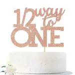 Festiko Rose Gold Glitter 12 Way To One Cake Topper Happy 6 Months Cake Topper Photo Props