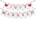 Zyozique Just Married Banner, Wedding Bunting Banner , Bridal Shower Wedding Car Decoration