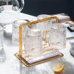 Nirgun Empex Drinking Glass || Gold Rim Wine Glass|| Glass for Drinking Baroque Clear Crystal Unleaded Water Milk Juice Coffee Glass Cup (Set of 3) (Large 350ML)