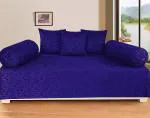 Home Stylish Premium Velvet Diwan Set - Bedsheet, 2pc Bolster Cover with Dori and 3pc Cushion Covers Large Set of 6 Pieces