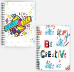 Whats Your Kick Idea & Creativity Idea Inspired A5 Set of 2 Soft Cover Notebook 80 GSM Wiro Binding Notebook Single Line 160 pages Stylish Notebook D14