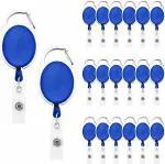 Shining Zon Oval Shape Retractable YoYo Clip for Id Card Holder with Metal Stainless Steel Frame Key Chain(Set of 100, Blue)