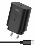 SOFTY 25W PD USB-C TO USB-C WALL SUPER FAST CHARGER WITH USB-C TO USB-C CHARGING CABLE | COMPACT DESIGN , CHARGING FOR LIGHTNING , ANDROID AND TABLET | TRAVEL FRIENDLY POWER ADAPTER SC-07
