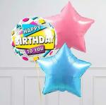AMFIN Happy Birthday To You Balloon / Happy Birthday Round Balloons / Happy Birthday Foil Round Balloon / Star Balloons For Birthday / Star Balloons For Decoration - Multi