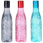 KGM Textured Plastic Water Bottles, Set of 3, Multicolour,