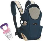 Mom's Pride Navy Blue, Cream Cotton 3 In 1 Baby Carrier Ergonomic Adjustable Sling Kangaroo Design Carry Bag