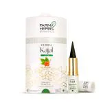 Farmherbs 100% Herbal Kajal Stick for Adults - Olive wax based, Certified Lead-free, irritation-free, waterproof, relaxing creamy texture, Black, Matte Finish