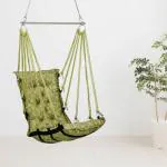 Swingzy Leather Velvet Hanging Swing Chair for Adults & Kids (Green, With Accessories)