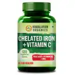 Himalayan Organics Chelated Iron with Vitamin C Supplement - 120 Veg Tablets