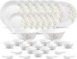Laopala Opalware White Diva Classique Citron Weave Dinner Set (Pack Of 33)