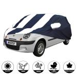 Allextreme DM5005 Car Body Cover Compatible with Daewoo Matiz Custom Fit Dustproof UV Heat Resistant Indoor Outdoor Body Protection (Navy Blue and White with Mirror)