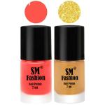 SM FASHION Long Lasting Nail Polish | Nail Paint Combo 7 ml Each) - Set of 2 Baby Pink-Light Golden