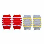 THE LITTLE LOOKERS Red and Grey Anti-Slip Baby Knee Pads (Set of 2)