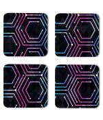 Whats Your Kick Pattern Design Abstract Pattern Colorful Design Printed Set of 4 Coaster With Metal Stand