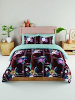 BIANCA Bamboo Micro King Bedsheet With 2 Pillow Covers -3pc set (geo-tokyo) floral-maroon/pink